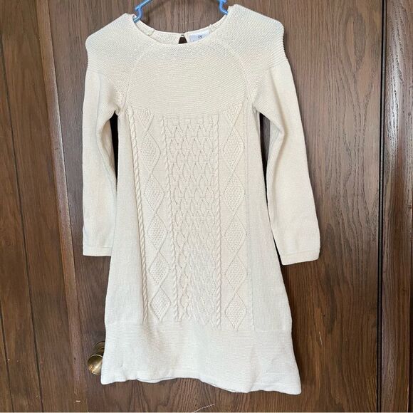 Hanna Andersson Cream Long Sleeve Cable Wool Blend Dress - Picture 1 of 8